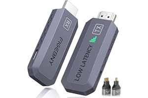 FIGEBNY Wireless HDMI Transmitter and Receiver 4K Decode 1080P Output Ultra Low Latency, Plug&Play 2.4G/5G Portable Extender,165FT HD Display Adapter for TV Box/PC/Laptop/Projector/DV/Camera, Darkgrey