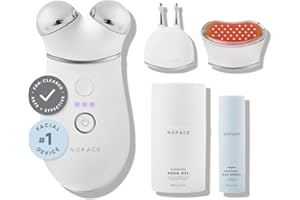 NuFACE Trinity+ Microcurrent Facial Device, Wrinkle Reducer + Effective Lip & Eye Attachment - FDA Cleared Face Toning Device for Targeted Treatment + Microcurrent Gel Activator & Silk Creme