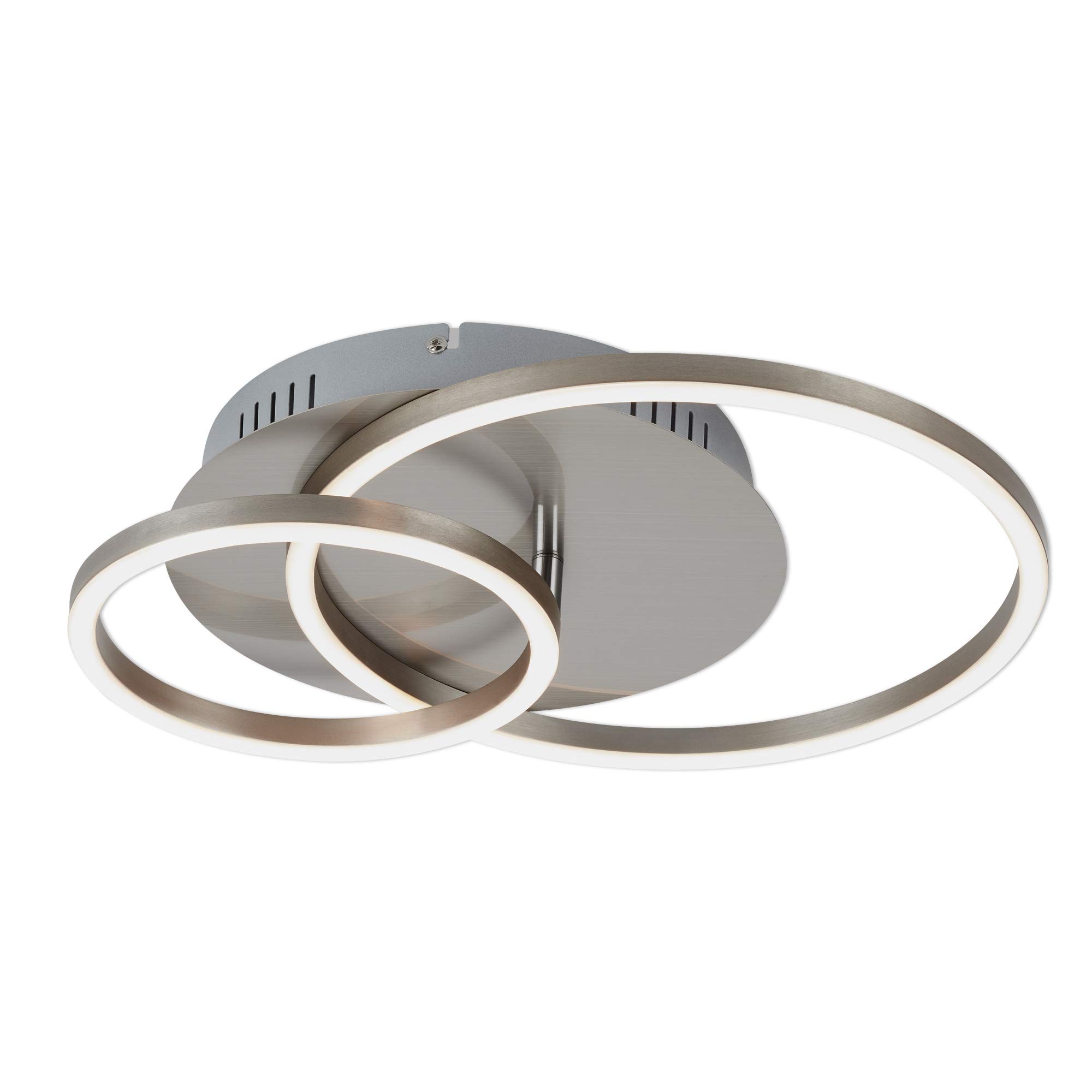 BRILONER Leuchten 3222-012 LED Ceiling Light, Dimmable with Memory Function, 1 LED Module Rotatable, 30 Watt, 2,400 Lumen, 3,000 Kelvin, Matte Nickel, 390 x 300 x 80 mm (L x W x H), Matte Nickel