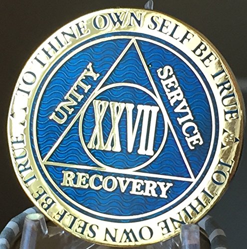 Recoverychip 27 Year Reflex Blue Gold Plated AA Medallion Chip