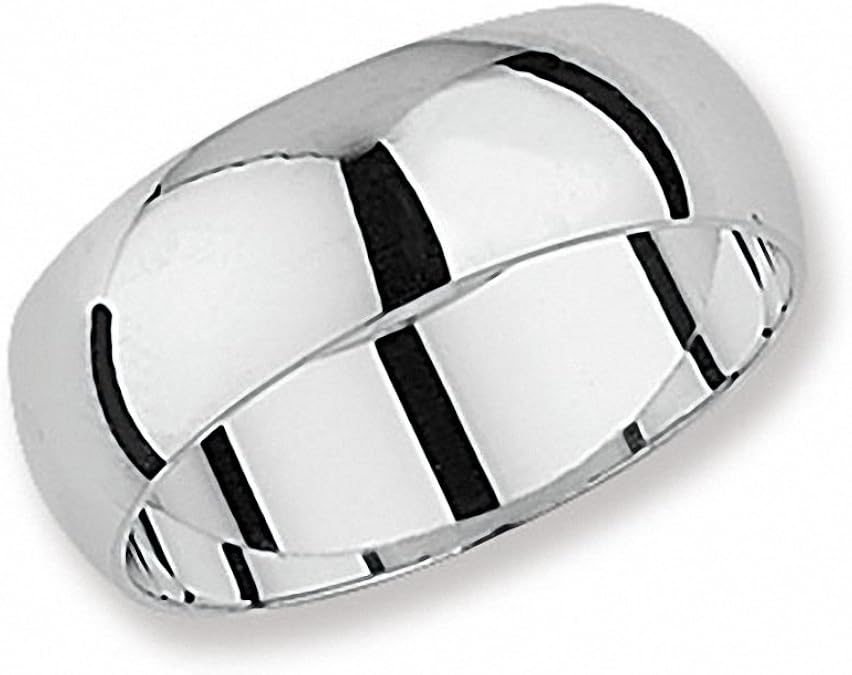 Silver Wedding Ring D Shape Solid Sterling Silver 7mm Wide Size O Z