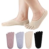 HABITER Women's Toe socks Cotton Lightweight No Show Five Fingers Running Socks 4 Pack
