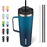 BJPKPK Insulated Tumbler with Handle, 26oz Insulated Tumblers with Lid and Straw, Stainless Steel Metal Water Bottles, Coffee Travel Mugs, Cups, Sea