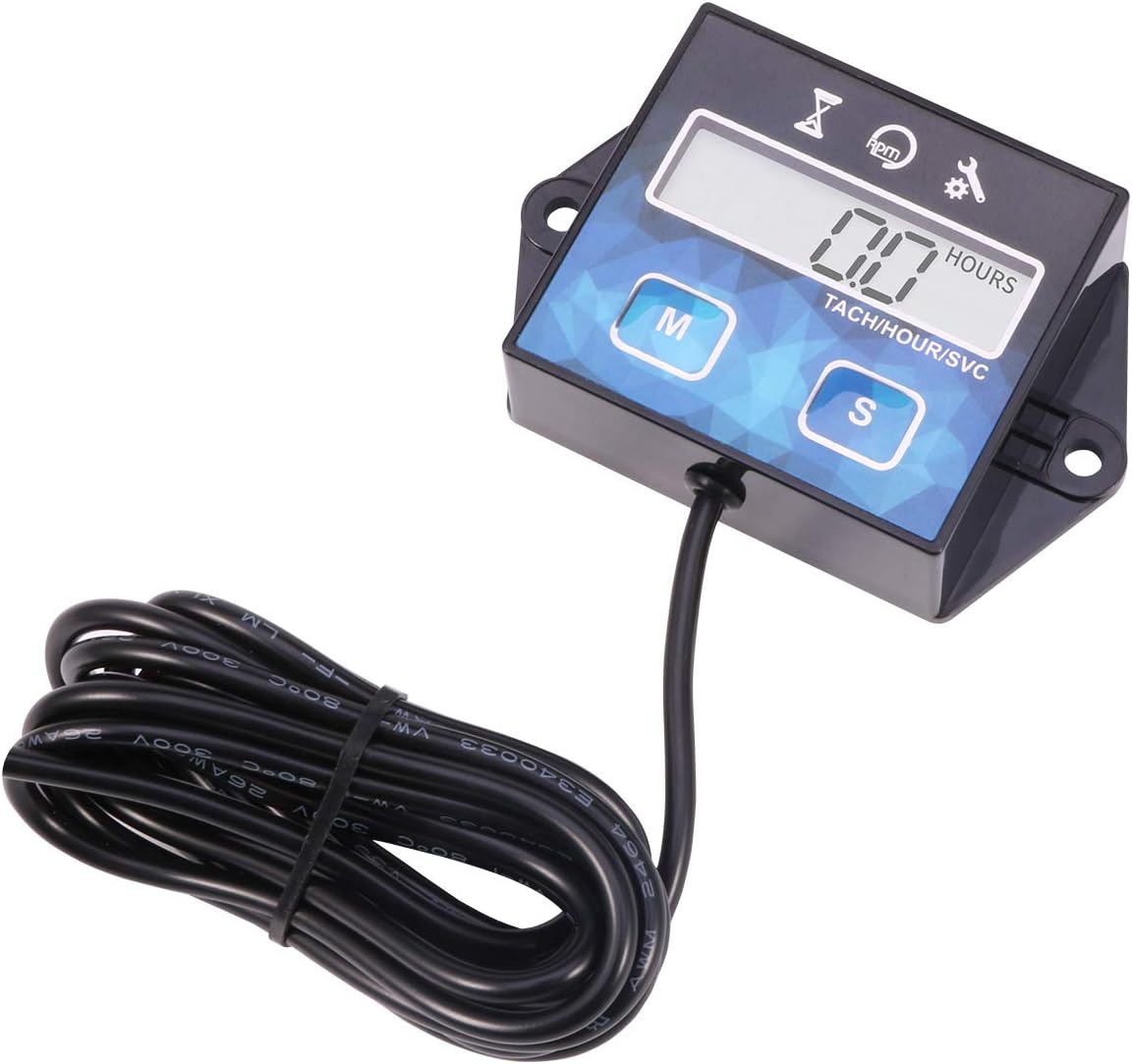 AIMILAR Digital Engine Tach Hour Meter Tachometer Gauge for Small Engine Boat Generator Lawn