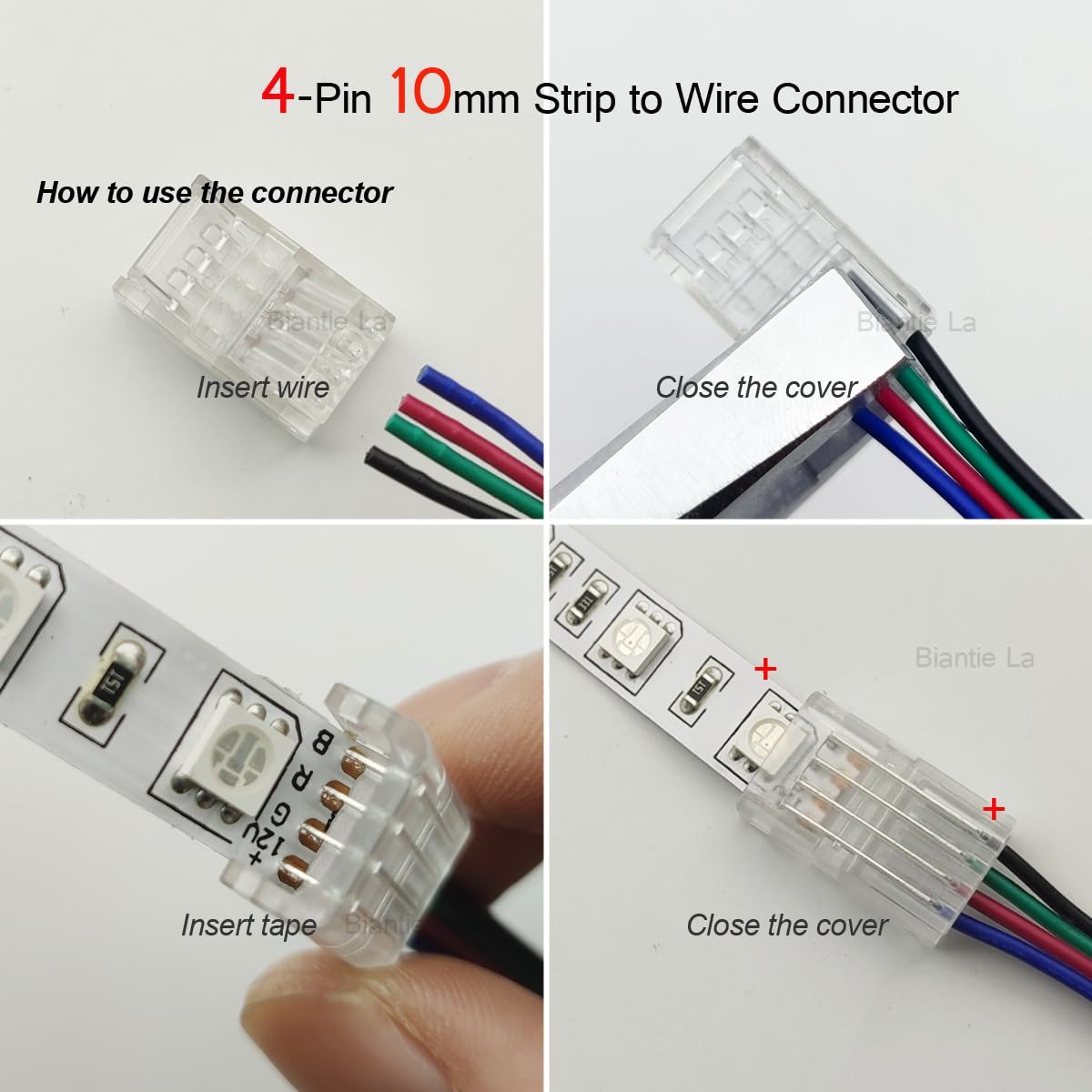 Mua Biantie La 4 Pin Led Strip Connector 10mm RGB Strip to Wire ...