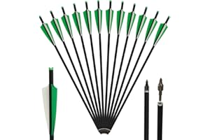 Huntingdoor 12 Pack 20/22 inch Crossbow Arrows Fletched Archery Carbon Arrows Crossbow Bolts Hunting Arrows with Half Moon No