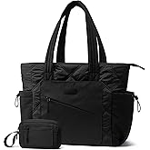 LOVEVOOK Tote Bag for Women, puffer tote bag for Work Travel Nurse, Lightweight quilted Bags with Compartments