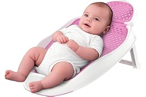 GloTika Baby Bathtub Support for Babies 0-6 Months, Foldable Portable Infant Bathtub, Ergonomic Mesh Baby Bath Tub, Pink