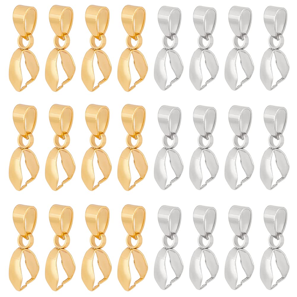 UNICRAFTALE about 40pcs 2 Colors Pendant Bail Ice Pick Pinch Bails Stainless Steel Pendant Clasps Claw Bail Pendant Clasps for DIY Jewelry Making, Golden and Stainless Steel Color