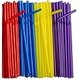 Comfy Package [250 Count] Flexible Plastic Drinking Straws - Disposable Swizzle Sticks - 7.75" High - Assorted Colors
