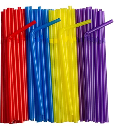 Pailles En Plastique Flexibles Fluorescentes Jetables - Lot De 2000 Pièces, Neuf
