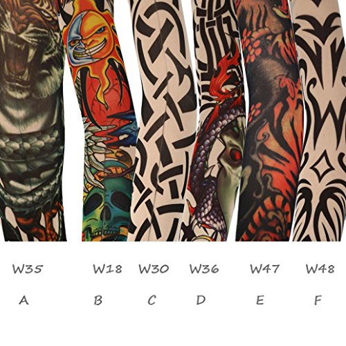 Besde Sun Protection Arm Cooling Sleeve Warmers Cuffs UV Protection Tattoo Arm Sleeves (One size, F)