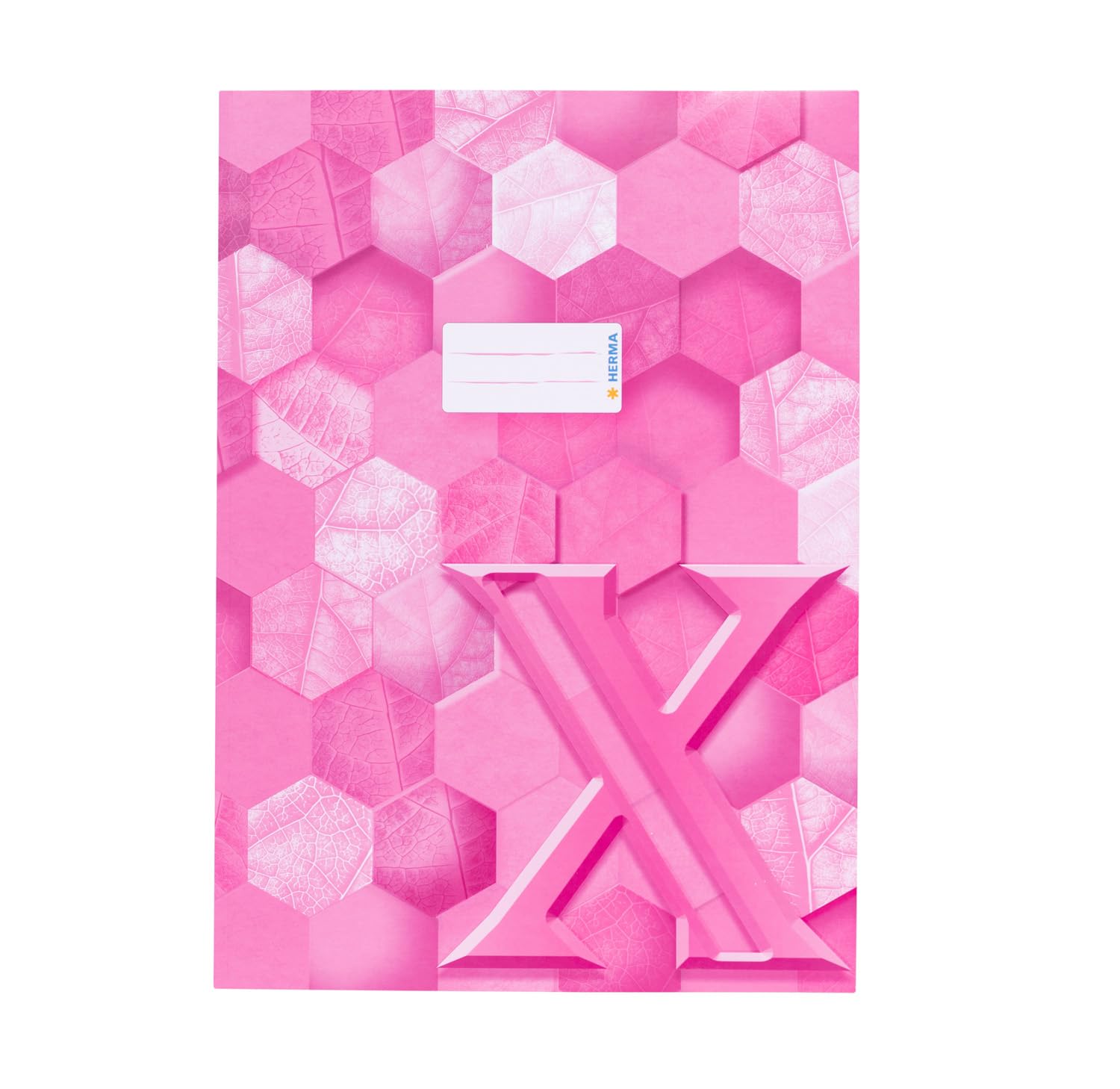 HERMA 20095 Notebook Cover A4 Cardboard Pink Refined Notebook Cover with Labelling Field Made of Sturdy and Extra Strong Paper Exercise Book Cover with Hexagon Pattern for School Notebooks Coloured