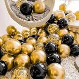 Yukiyi 60Pcs 12-Inch Gold & Black Balloon Set Latex Confetti Arch Kit view 4