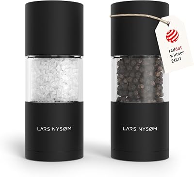 LARS NYSØM Sjæl Salt Pepper Grinder Set Carbon Black 11.6 cm Ceramic Grinder