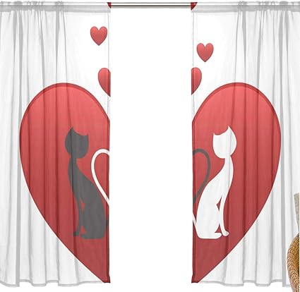 Ffy Go Voilage Voilage Motif Chat Noir Et Blanc Extra Long Pour Chambre Salon Cuisine Decoration De Porte Maison 2 Panneaux 178 X 137 Cm Amazon Fr Cuisine Maison