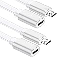 Sumind 2 Pack 20FT Total Micro USB Extension Cables, Male to Female Extender Cord Compatible with Wyze Cam OG, WYZE Cam Pan,Wyze Cam V3,Kasa Camera EC60, KC100, KC400 (White)