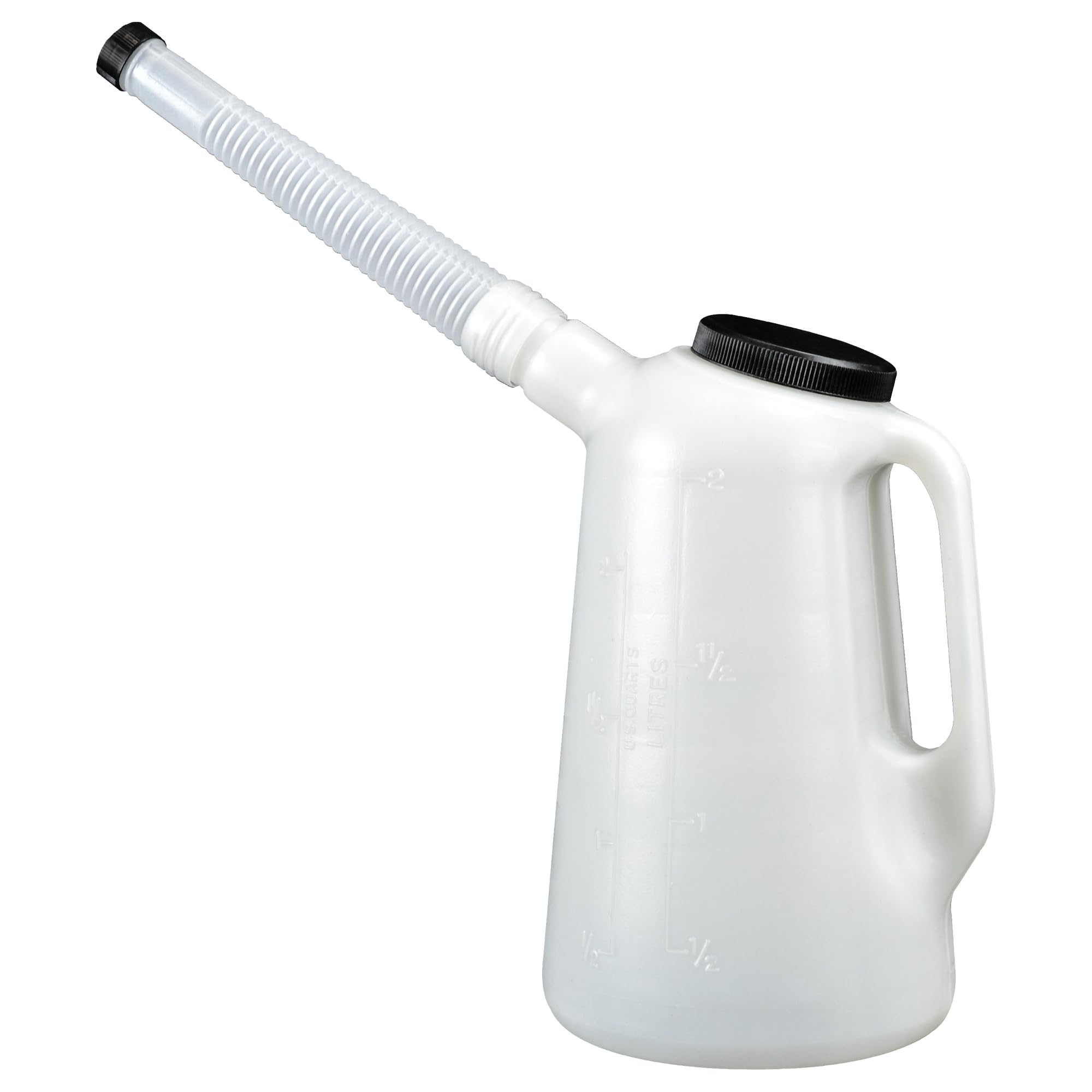 Faithfull Plastic Oil Pourer, Metric and Imperial Measuring Oil Can with Flexible Pouring Spout & Screw Cap - 2 Litre