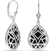 LeCalla Women's Drop & Dangle Earrings | 925 Sterling Silver Leverback Earrings | Lightweight Teardrop Lever Back Drop Dangle Earring for Women