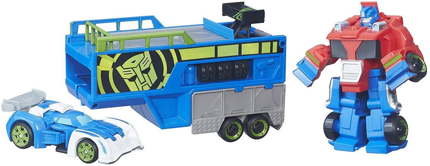 Transformers Rescue Bots Optimus Prime Racing Trailer Playset