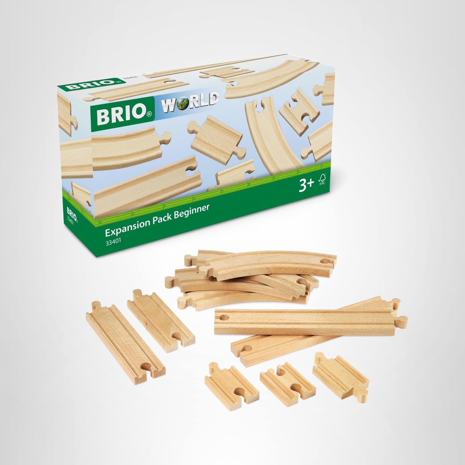 BRIO World Expansion Pack Beginner - 11-Piece Wooden Train Track Set - Compatible with All Railway Sets - FSC-Certified Wooden Tracks - Enhances Cognitive Skills - Durable & Safe - Ages 3 & Up