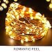 Bright Zeal 33' Long Warm White Copper Wire Bright LED String Lights Battery Operated with Timer - Warm White LED Battery String Lights Brown Wire Outdoor Waterproof - Window Curtain String Lights