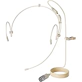 J K Professional Headset Headworn Earhook Microphone MIC-J 071S Compatible with Audio Technica Wireless Transmitters - Hirose 4pin Detachable Plug