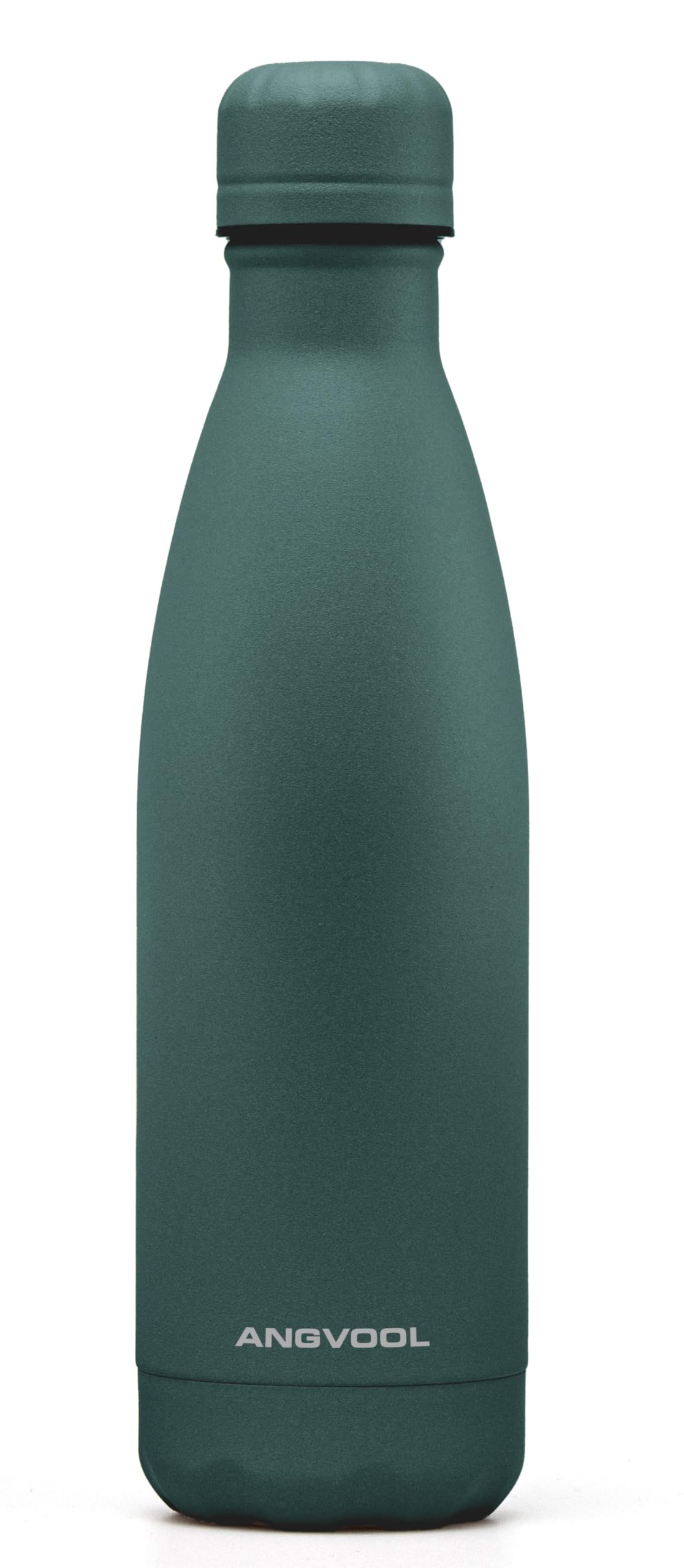 ANGVOOL Insulated Water Bottle, Stainless Steel Metal Thermal Flask for Hot and Cold Drinks, Leak Proof BPA Free Drinking Bottles for Kids or Adults (Hunter Green, 500ml)