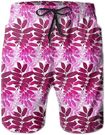 Cfcfy Mens Board Shorts Red Leaves Pattern Beachwear Beach Lightweight Home Casual Shorts Swim-trunks With Pocket XX-Large