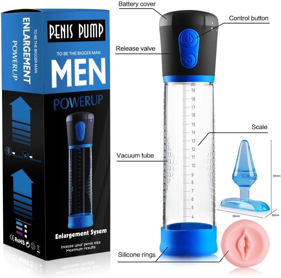 Professional Male Therapy System Kit with 3 Suction Levels, 2 Sleeves and Plug. Handheld Vacuum Pump with Supplies