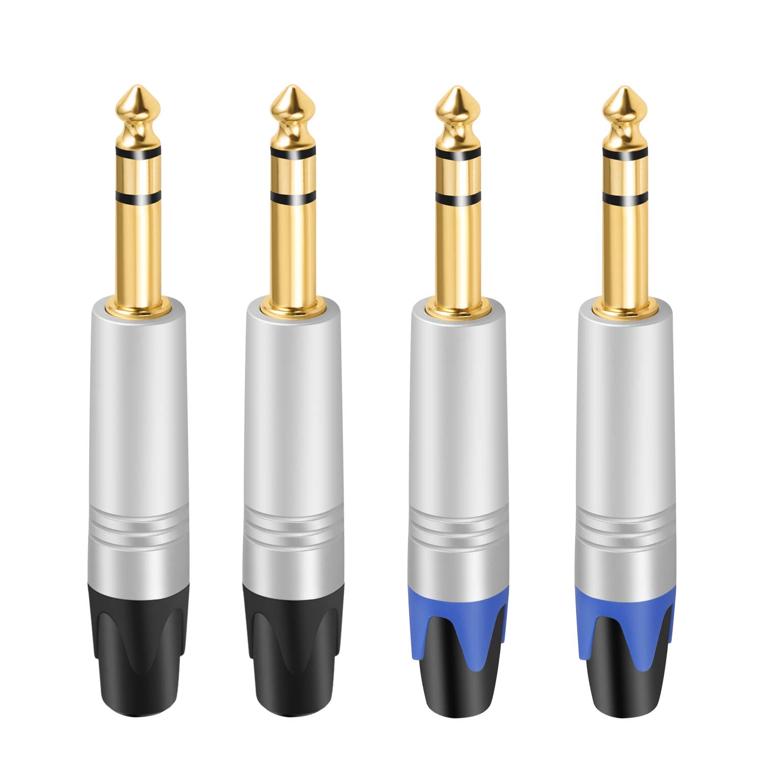 Photo 1 of Devinal 1/4" TRS Plugs, 4 Pack, 4 Inch AUX Cable, Male-to-Male, Gold-Plated, 24 AWG, Compatible with Speakers, Microphones, Guitars, DJ Mixers