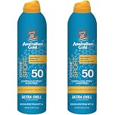 Australian Gold Extreme Sport Sunscreen Spray SPF 50 | Cooling, Two 6 Fl Oz