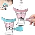 2Pcs Eye Wash Cup, Eye Wash Cleaner Kit Manual Air Pressure Eye Cleaning Cup Tool Eye Rinse Clean Makeup Irritants, Silicone Eye Bath Cup with Storage Container Soothing Tired Eyes (Blue, Pink)