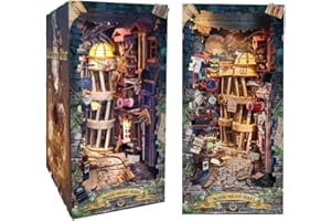 STRUCWOOD Magic Book Nook Kit 3D Wooden Puzzle for Adults Decorative Bookend Stand Book Nook Bookshelf Insert Bookcase Toy for Teenagers Gift Model Kits (Magic Night Alley)