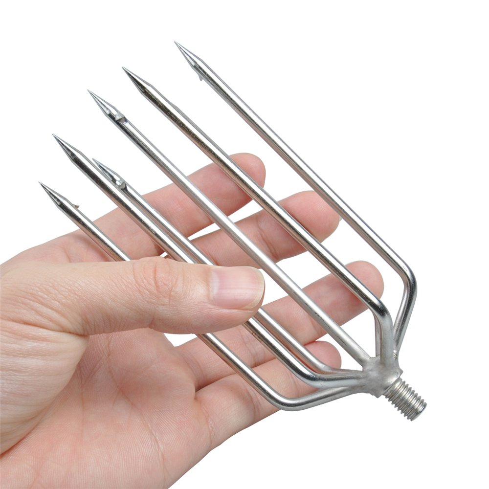 CYFIE Fishing Harpoon, 7Prong Stainless Steel Fishing Gig Gaff Hook