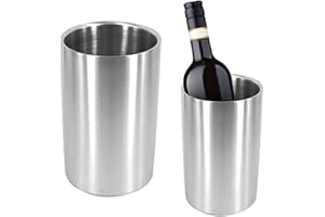 Mintata Wine Chiller, Double Wall Insulated Stainless Steel Iceless Wine Cooler, Silver, 12cm Diameter