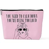 sugargoo Makeup Bag Travel Toiletry Bag for Women Music Gift Fans Song Lyrics Gift Merchandise for Fans Friends Girls, Friendship Birthday Women's Day Gift, You Need to Calm Down Album - Pink