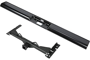 KUAFU 2'' Hidden Hitch & Roll Pan Kit Compatible with 1973-1987 Chevrolet C10 C20 Pickup W/License Plate Frame and LED Light Steel Powder Coated Black
