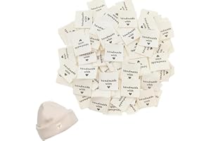 100 Pcs Handmade Sewing with Love Labels, Iron on Labels, Handmade Sewing Clothing Embroidered Labels, Costume Clothing Label