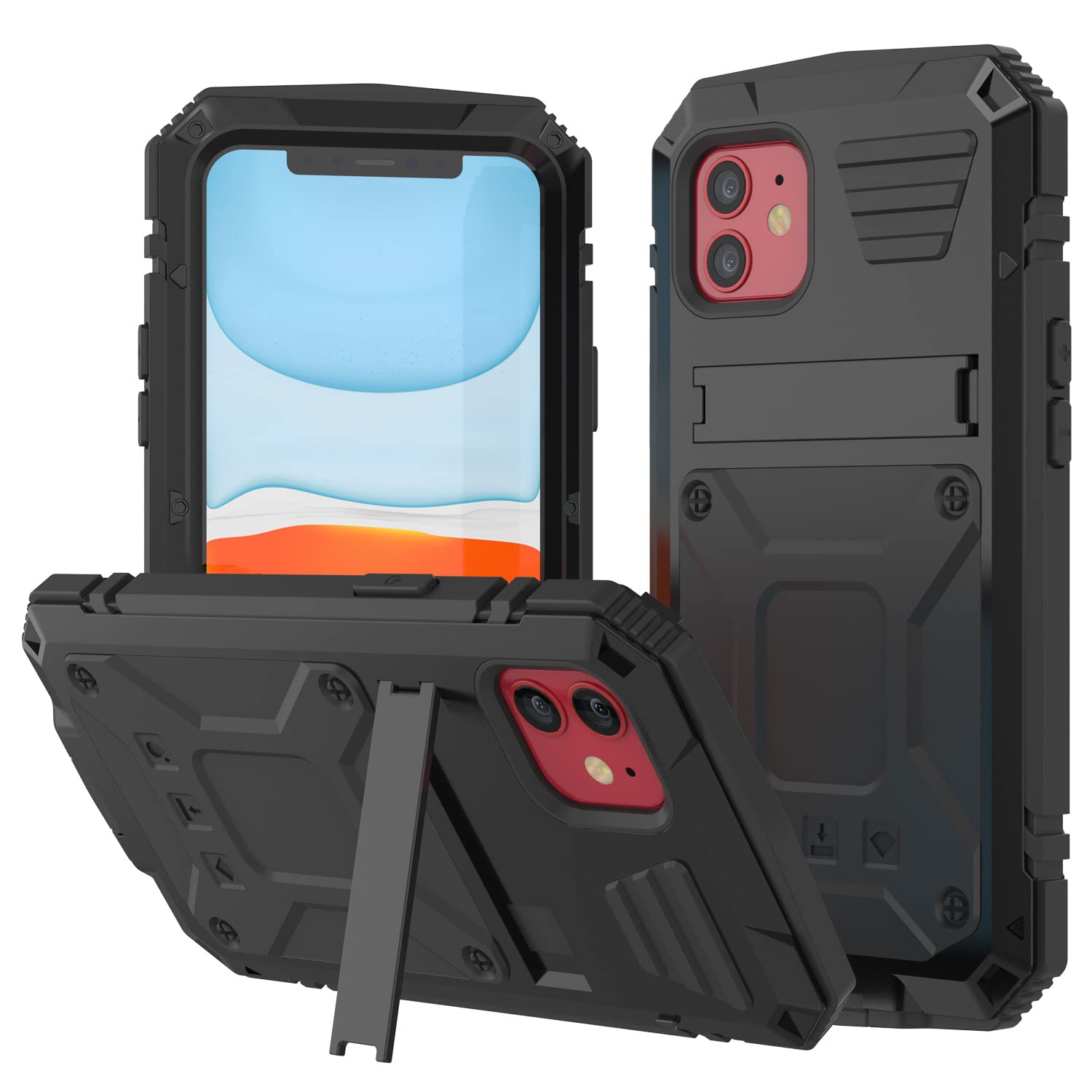 PunkCase for iPhone 11 Metal Case [2.0 Series] Heavy Duty Armor Cover | Full Body Aluminum & TPU Design W/Built in Tempered Glass Screen Protector for iPhone 11 (2019) (6.1") [Black]