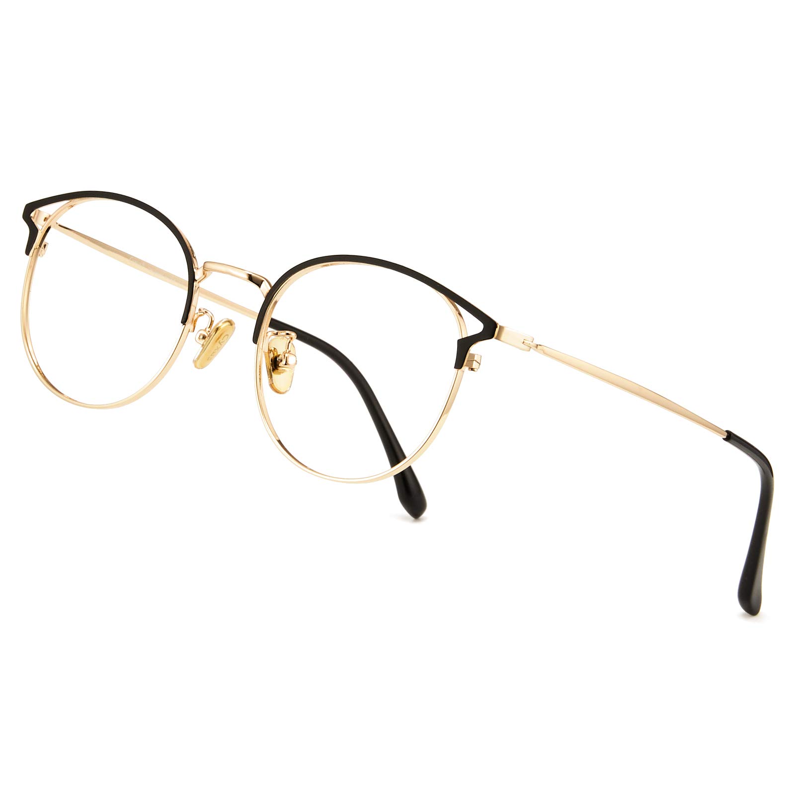 Cyxus Cat Eye Blue Light Glasses Anti Eyestrain Computer Eyeglasses Clear Lens Retro Eyewear for Men and Women 8092T62（Black Frame Clear Lens