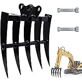 Noliven Mini and Wide Excavator Rake, T Mini Excavator Small Excavator Rake Attachment, Wide Backhoe Scarifier, Hole Diameter