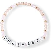 Sorority Shop Delta Zeta Bracelet — Glass Bead Bracelet with DZ Name Beads and 18K Gold Accent Beads, Greek Sorority Jewelry for Big Little Sorority Gifts