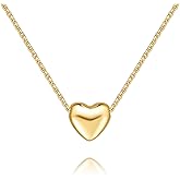 LOUISE VELLA Gold Necklace for Women 14K Gold Pendant Necklaces for Women Charm Beauty Elegance and A Hint of Romance Dainty Heart Pendant Necklaces With Adjustable Length 18in