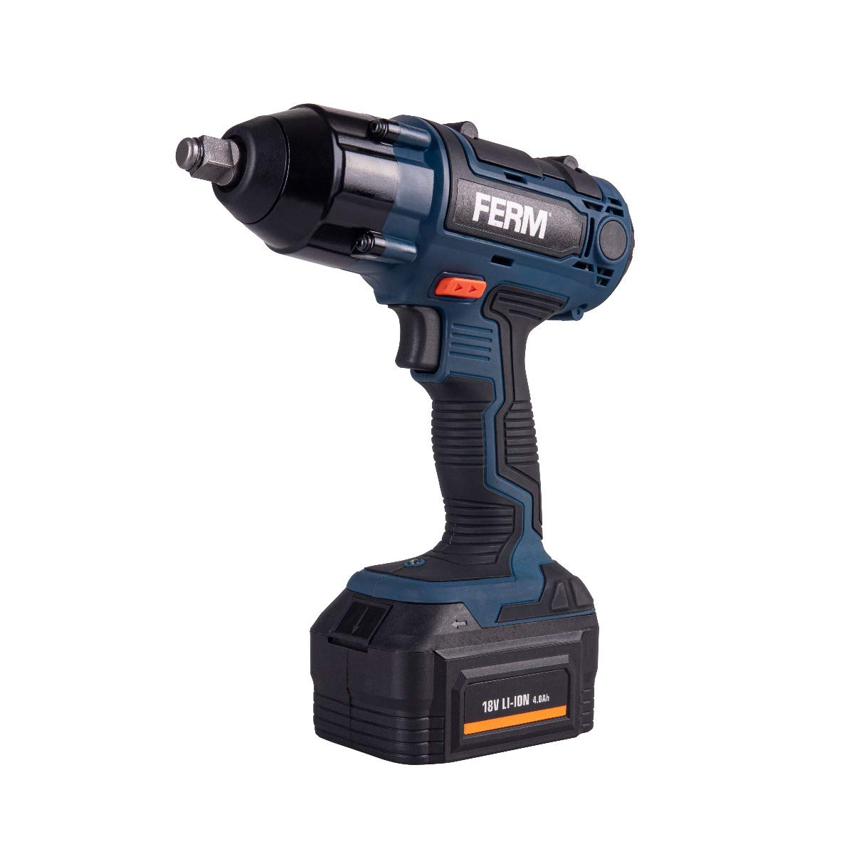 FERM CDM1127 Cordless Li-Ion Impact Wrench with 2 Sockets/Battery and Charger, 18 V, Blue, 380 N m 4 A