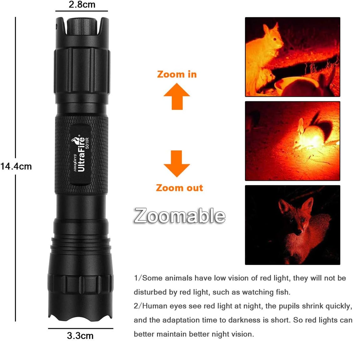 ULTRAFIRE Red Light LED Torch 620-630nm Red Hunting Light - Image 4