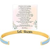 BlingNook Let Them Motivational Color Bangle, Stainless Steel Self Worth Inspirational Cuff Bracelets with Hidden Message Engraved Friendship Bracelet Jewelry Gift for Women Sorority Sisters Friends