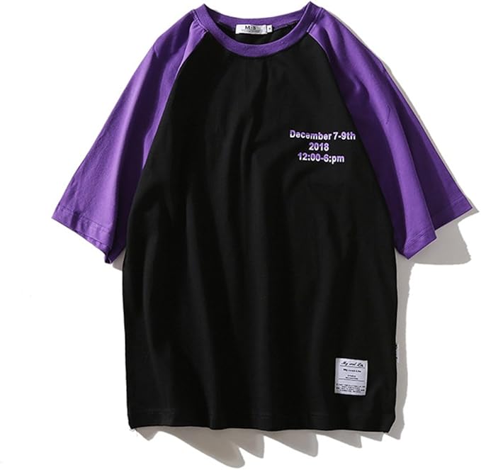 Amazon Nuan 本物 ｔシャツ 半袖シャツ カットソーｍ L 黒紫 Tシャツ カットソー 通販