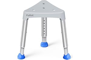 FULLOT Space-Saving Triangular Shower Chair for Elderly and Disabled, FSA/HSA Eligible 400 lbs Adjustable Shower Stool Seat with Stable-Bracing, Non-Slip Bathtub Chair, Tool-Free Assembly