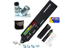 UVER Diamond Tester Professional Diamond Tester Pen with UV Light, 60X Mini LED Magnifying, Jewelry Gem Tester Pen, Professional Diamond for Novice and Expert（Battery Included）